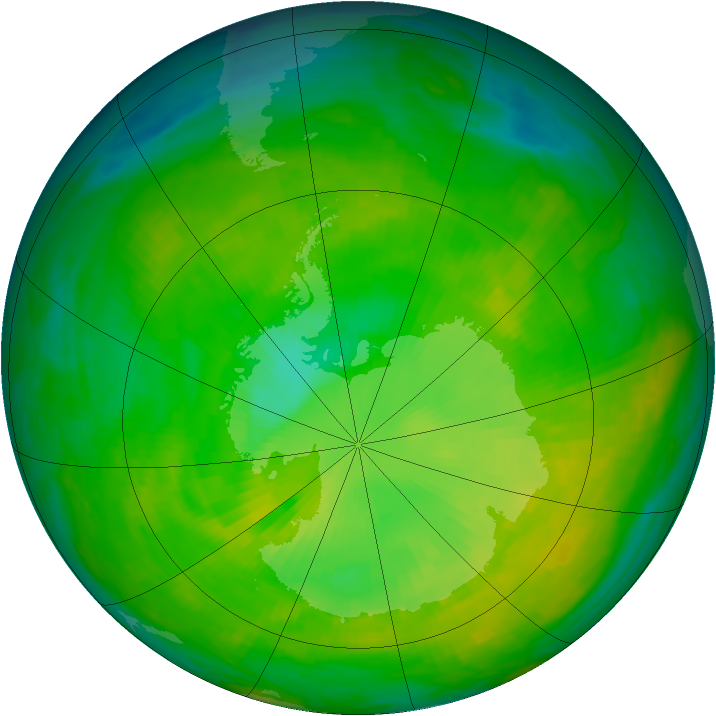 Antarctic ozone map for 08 December 1982